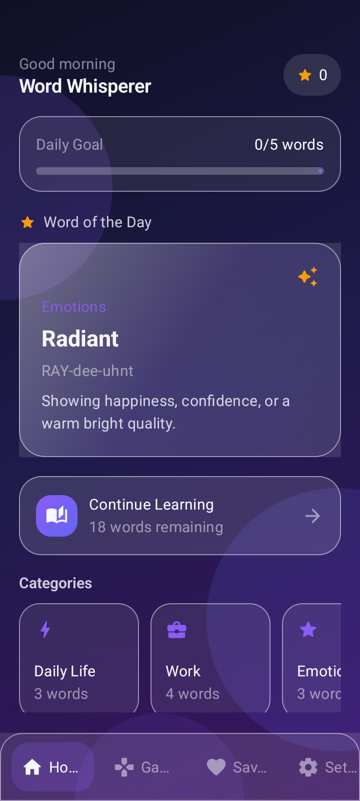 Word Whisperer dashboard screenshot