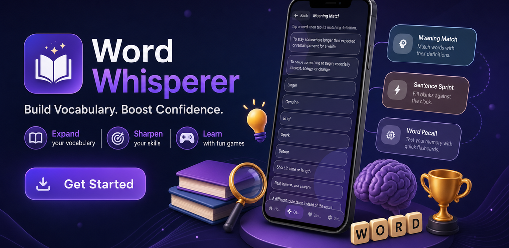 Word Whisperer app promotional banner